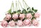 10-Piece Light Pink Artificial Roses – Long Stem Silk Flowers for DIY Wedding Bouquets, Centerpieces, Party & Home Decor